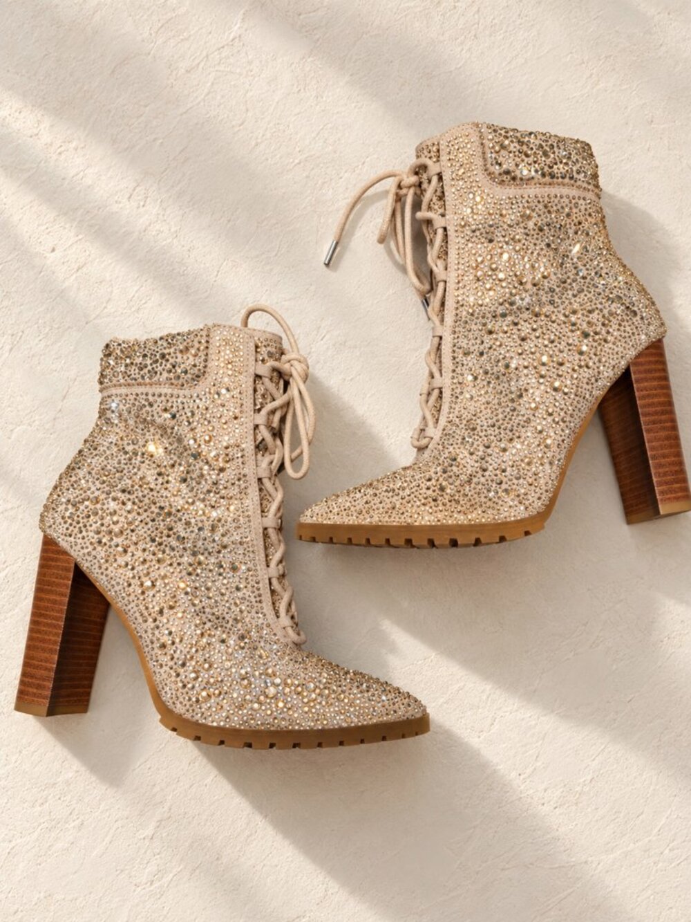 Steve Madden Rhinestone Lace-Up Booties — Size 7 — $40